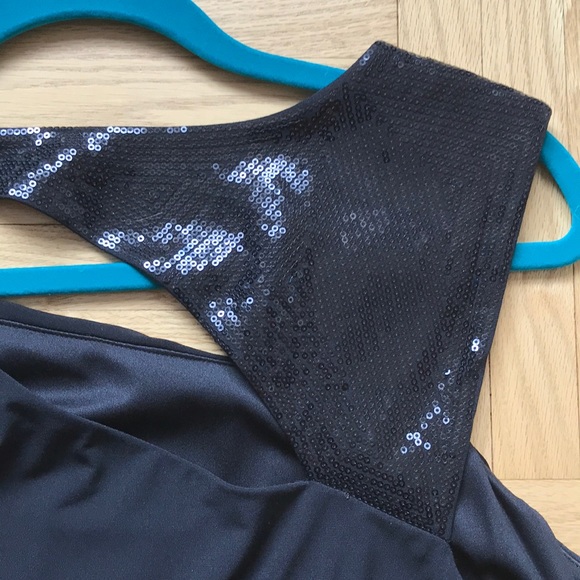 NWT CALVIN KLEIN ASYMMETRICAL SEQUIN BLACK DRESS - Picture 7 of 8